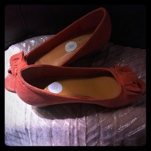 Burnt Orange wedge flats.